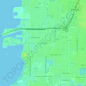 Arlene Manor地形图、海拔、地势