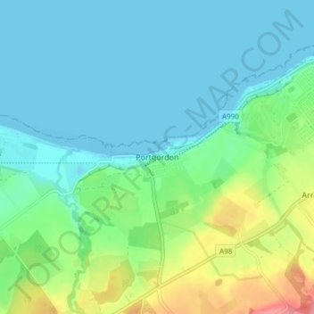 Portgordon地形图、海拔、地势