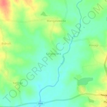 Kalasapura地形图、海拔、地势