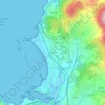 O Carballiño地形图、海拔、地势