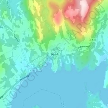 Skjold地形图、海拔、地势