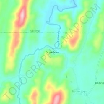 Pau-de-Ferro地形图、海拔、地势