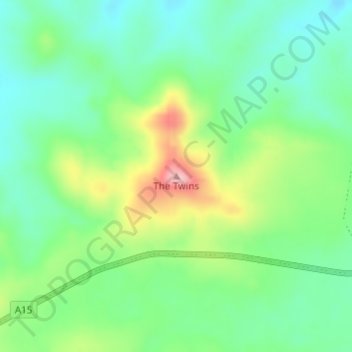 The Twins地形图、海拔、地势