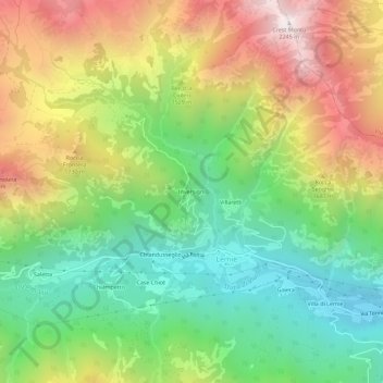 Inversigni地形图、海拔、地势