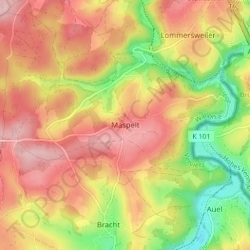 Maspelt地形图、海拔、地势