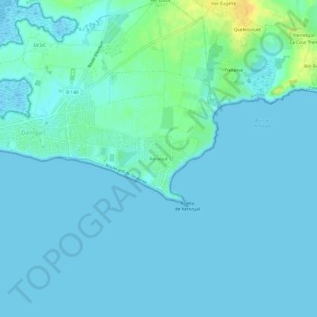 Kervoyal地形图、海拔、地势
