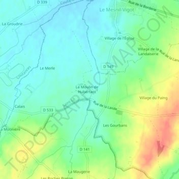 Manoir d'Hubertant地形图、海拔、地势
