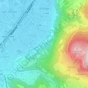Parc Hubert Dubedout地形图、海拔、地势