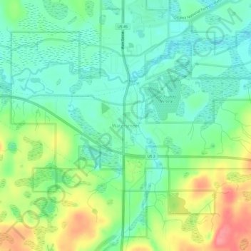 Watersmeet地形图、海拔、地势