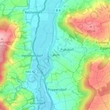 Lahm地形图、海拔、地势