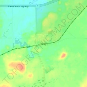 Piapot地形图、海拔、地势