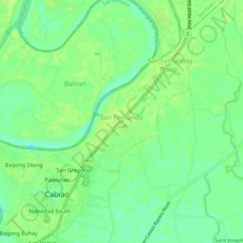 San Fernando Sur地形图、海拔、地势