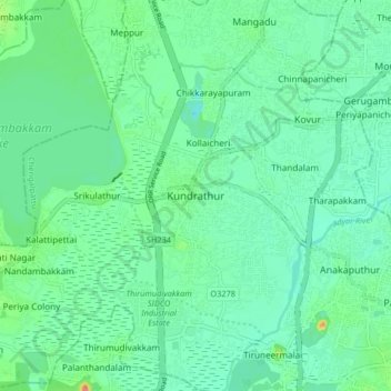 Kundrathur地形图、海拔、地势