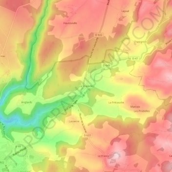 La Pradelle地形图、海拔、地势