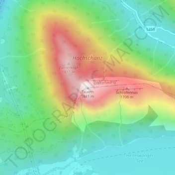 Tauern地形图、海拔、地势