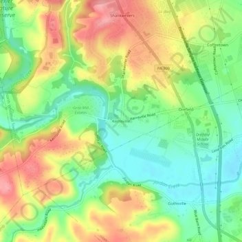 Kernsville地形图、海拔、地势
