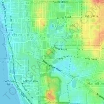 Clontarf Hill地形图、海拔、地势