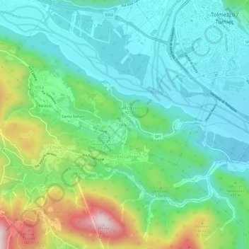 Chiàulis地形图、海拔、地势