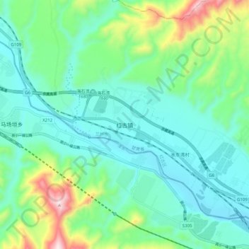 红古镇地形图、海拔、地势