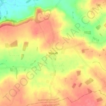 Wysall地形图、海拔、地势