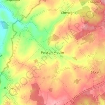 Poisson-Moulin地形图、海拔、地势