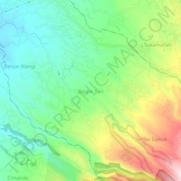Banjar Sari地形图、海拔、地势