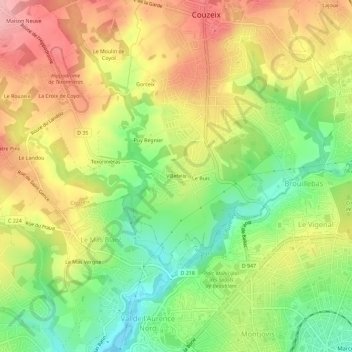 Villefelix地形图、海拔、地势
