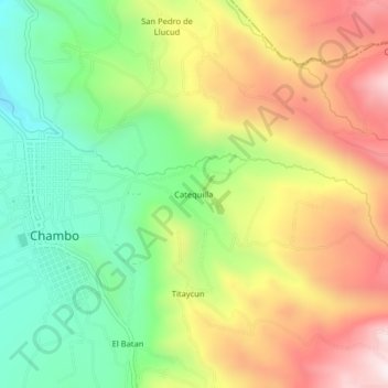 Catequilla地形图、海拔、地势