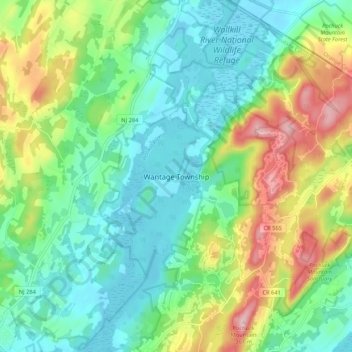 Wantage Township地形图、海拔、地势
