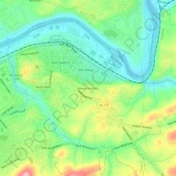 Haven Heights地形图、海拔、地势