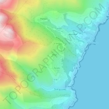 Pozzo地形图、海拔、地势
