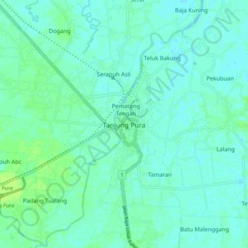Tanjung Pura地形图、海拔、地势