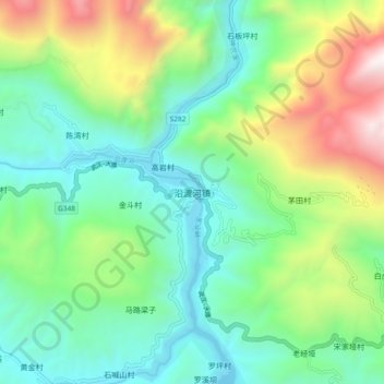 沿渡河镇地形图、海拔、地势