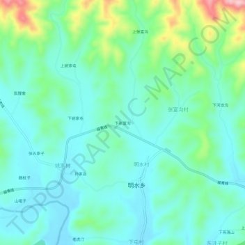 下张富沟地形图、海拔、地势