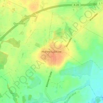 Hohen Luckow地形图、海拔、地势