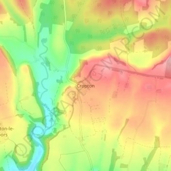 Cropton地形图、海拔、地势