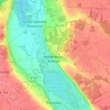 Les Antes地形图、海拔、地势