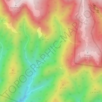 Каскадные地形图、海拔、地势
