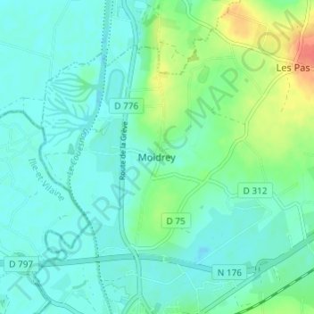 Moidrey地形图、海拔、地势
