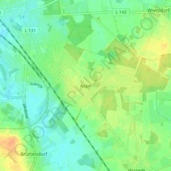 Aspe地形图、海拔、地势