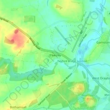 Elkesley地形图、海拔、地势