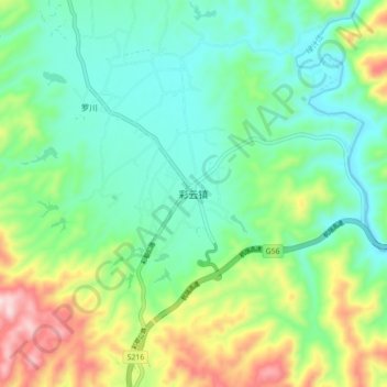 彩云镇地形图、海拔、地势