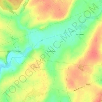Les Buffats地形图、海拔、地势
