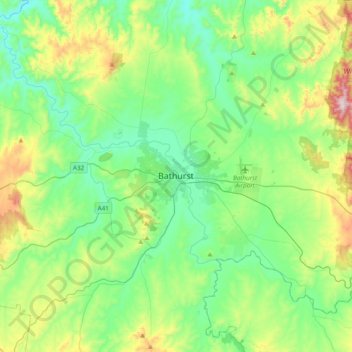 Bathurst地形图、海拔、地势