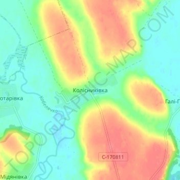 Kolisnykivka地形图、海拔、地势