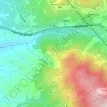 Montisoni地形图、海拔、地势