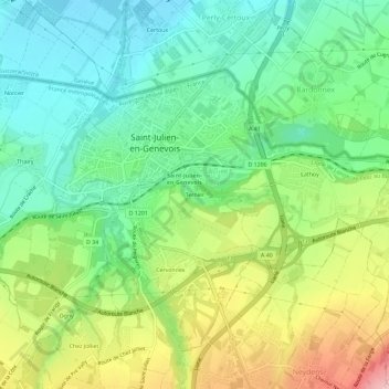 Ternier地形图、海拔、地势