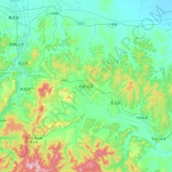 四方台区地形图、海拔、地势