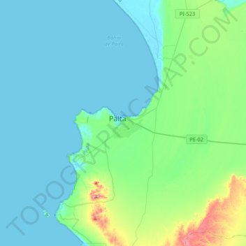 Paita地形图、海拔、地势