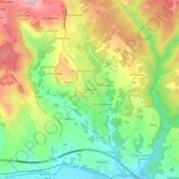 La Marche地形图、海拔、地势